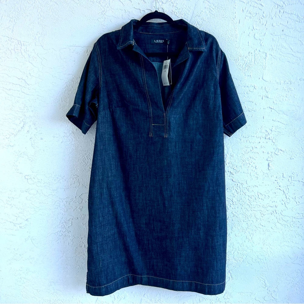 NWT Ralph Lauren Denim Cotton Shift Dress (with pockets)